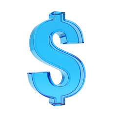 Naklejka premium 3D Glass Translucent Blue Dollar Sign