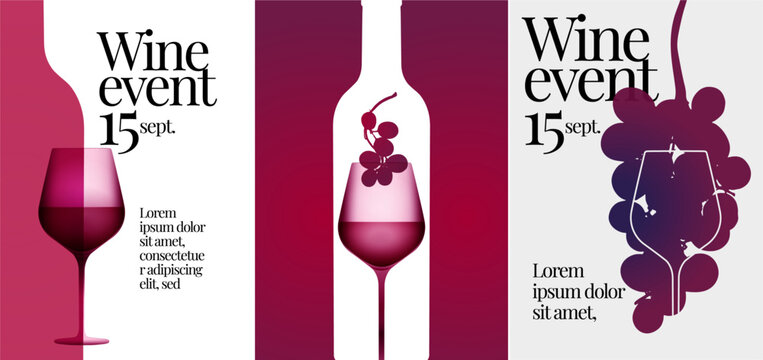 wine design template – banner, card or invitation with minimalist background