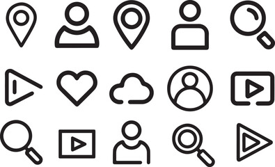 Fototapeta premium Minimal Interface Different Types of Line Icon Set Vector Design