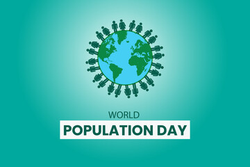 World Population Day Concept with Globe Surrounded by Human Silhouettes