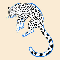 Snow Leopard Illustration, Black and White, Wildlife Art