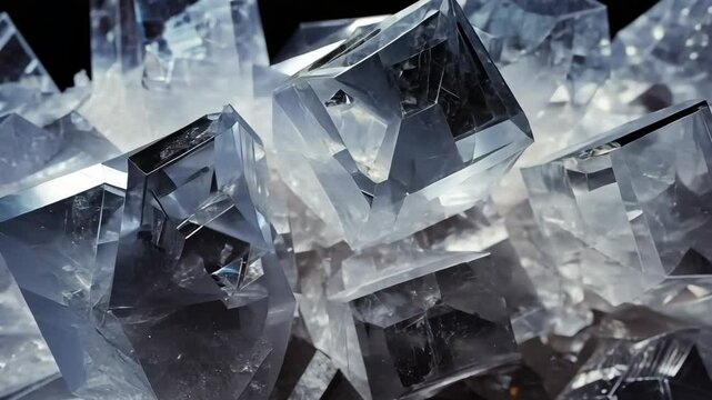 High detail  of raw, unprocessed rock salt with glints and facets.