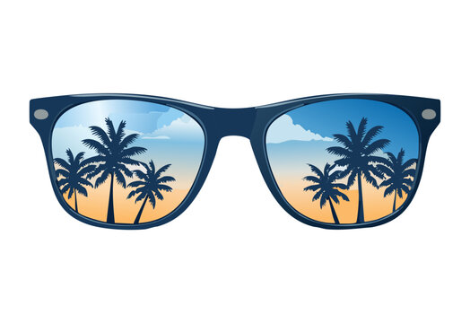 tropical sunglasses with scenic reflection