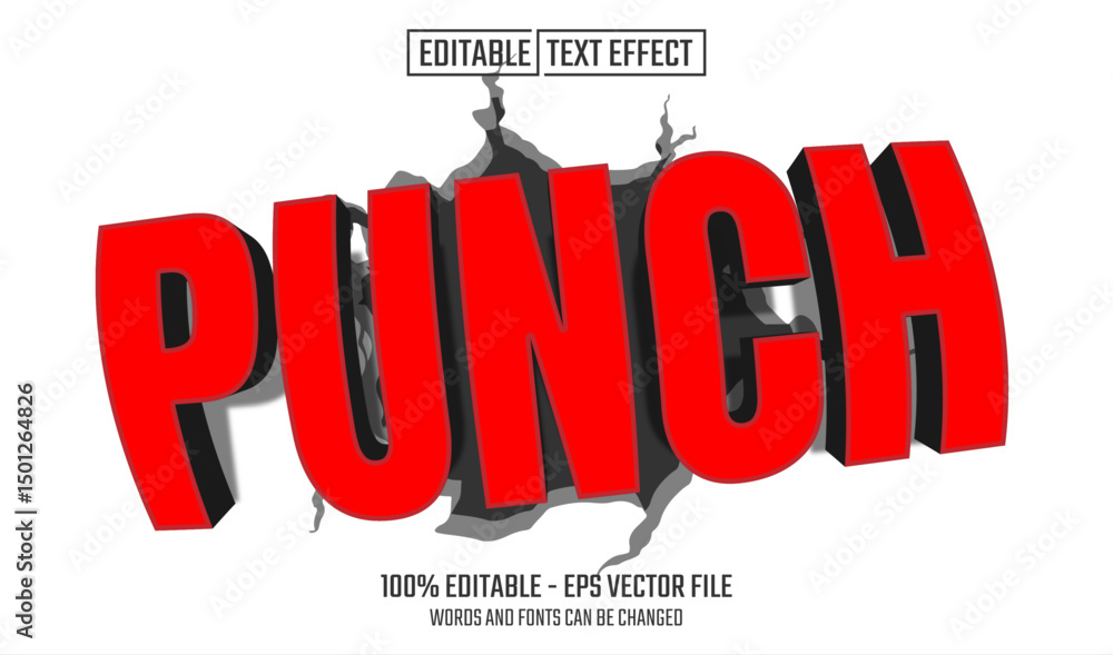 Wall mural punch editable text effect