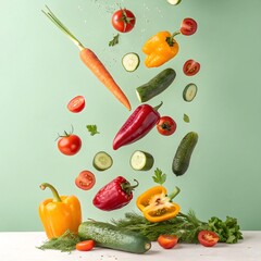 fresh vegetables on white background