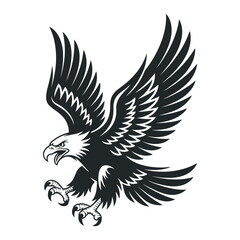 Majestic Black and White Eagle in Flight Powerful Wings Spread Wide