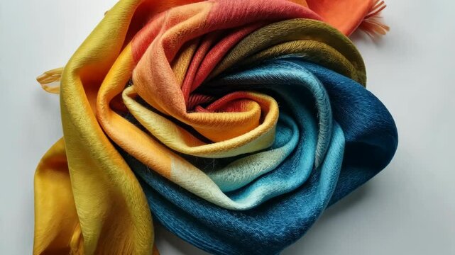 Vibrant, hand-knitted scarf with a colorful rosette design. Ideal for warm winter days or as a fashionable gift.