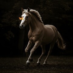 Obraz premium Horse with Butterfly Portrait