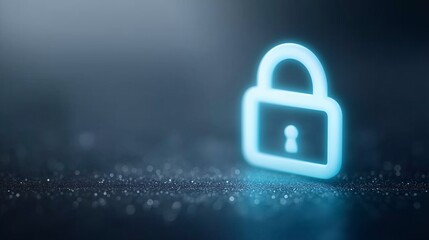 Luminous Cyber Security Lock Icon on a Dark Digital Background Protecting Data with Encryption for Online Privacy and Network Safety in a Modern Tech Environment