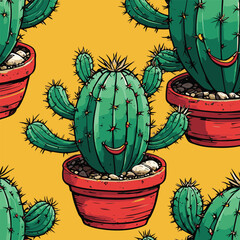 cactus tree vector art comic style
