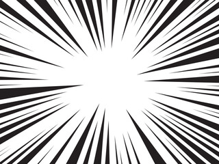 Obraz premium Manga comic explosion, motion or movement effect, vector background. Manga anime cartoon radial speed lines and abstract pattern for comic book burst, flash ray or explode bang action 