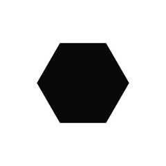 Black Hexagon Silhouette Isolated on White Background - Minimal Geometric Vector Shape