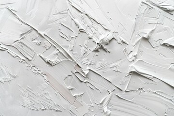 Photo of Many rough white smears of acrylic oil paint on flat surface. Background texture for backdrops or mapping
