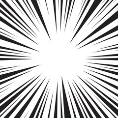 Manga comic explosion, motion or movement effect, vector background. Manga anime cartoon radial speed lines and abstract pattern for comic book burst, flash ray or explode bang action