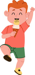 Child Boy Eating Ice Cream