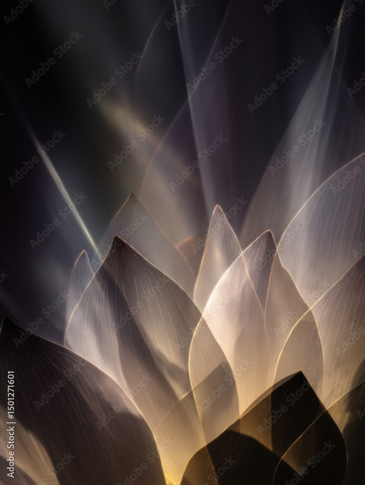 Aufkleber abstract composition showcasing ethereal light interplay with lotus petals in a soothing arrangement