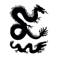Chinese dragon silhouettes.