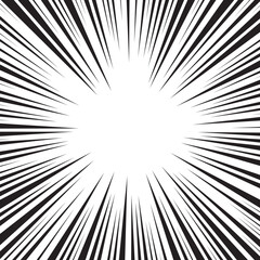 Obraz premium Manga comic explosion, motion or movement effect, vector background. Manga anime cartoon radial speed lines and abstract pattern for comic book burst, flash ray or explode bang action 