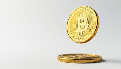 A single coin flipped mid-air, isolated on white , circular, texture, head