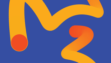 Orange and Yellow Gradient Ribbon on Cyan 