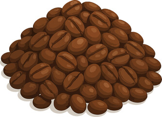 Stylized Handdrawn Detailed Stack of Roasted Coffee Bean Illustration Element