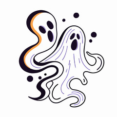 Spooky Cartoon Ghosts Halloween Illustration