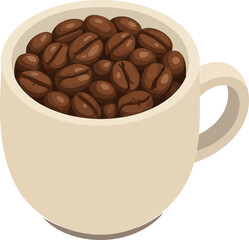 Illustration Coffee Bean in Mug Cup Fresh Morning Aroma Beverage