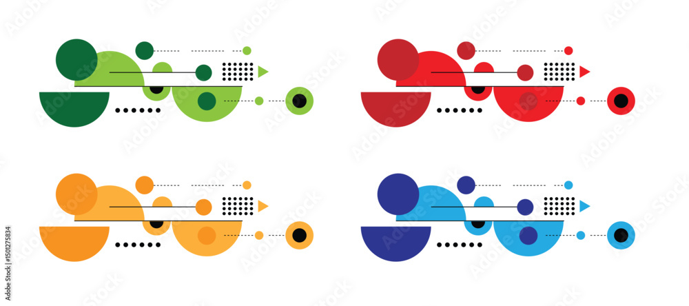 Poster Simple Modern Line Art Design Element with Circle and Triangle Shapes. Graphic elements and resources concept vector art, technology and blueprints