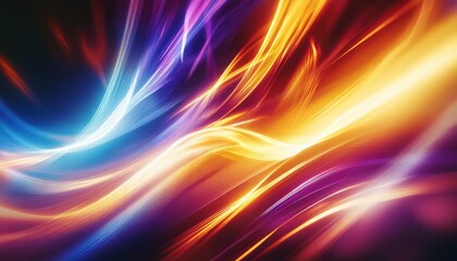 Obraz premium vibrant neon light streaks in motion with fiery blue and orange glow for digital art, branding, or abstract web background