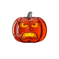 An angry jack o lantern glows menacingly ready to scare on Halloween night on transparent background