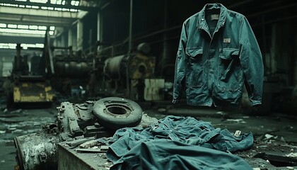 Abandoned Factory Worker's Garments: A Haunting Reminder of Industrial Decline