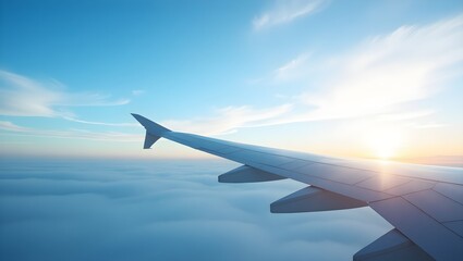 Obraz premium wing of airplane, view from airplane window, view from the plane, 