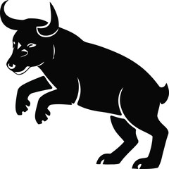 A powerful illustration of a bull in mid-leap showcasing strength and agility. This design is perfect for sports teams branding