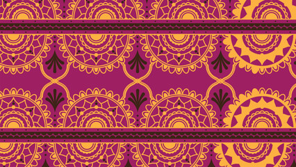Seamless vintage purple Thai floral damask pattern vector illustration