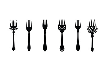 Fork silhouette vector bundle  illustration