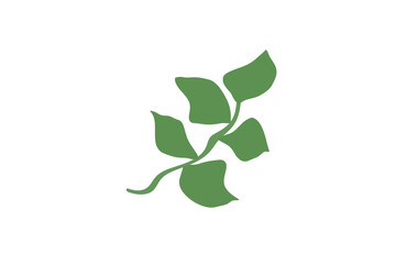 シンプルな葉付きの枝　イラスト　グリーン　グラフィック素材 