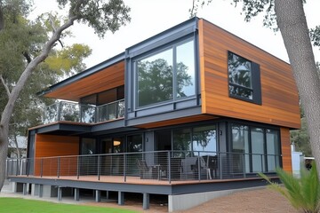 design of a modular house with a territory around it
