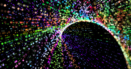 Abstract background with stripes of different colors and gradients. Particles in motion. technologies. Vector illustration