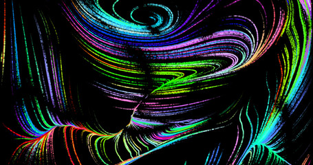 Abstract background with stripes of different colors and gradients. Particles in motion. technologies. Vector illustration