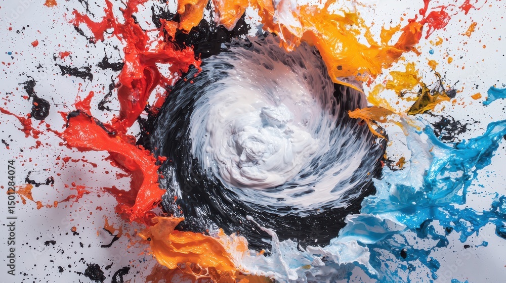 Poster dynamic color splash swirl art abstract studio digital design vibrant environment creative perspecti