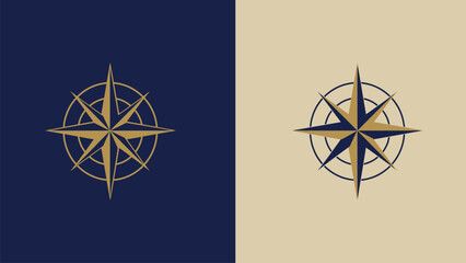 Two Compass Rose Designs with Contrasting Backgrounds and Color Palettes. © riiicil