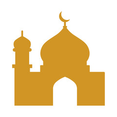 Mosque Silhouette Vector with Crescent – Islamic Architecture Icon for Ramadan and Eid