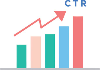 White minimalistic chart showing ctr vector icon without background