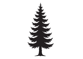 christmas tree logo silhouette vector, Pine tree logo icon silhouette, Christmas Tree logo design vector illustration, vector silhouette of a pine tree logo silhouette on white background.