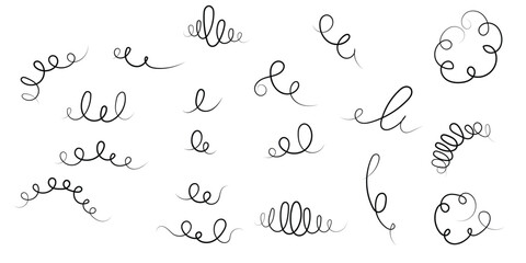 set of doodle scribble curve icons on white background