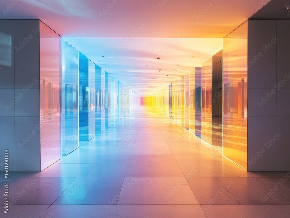 Poster dynamic light reflections modern architecture abstract image indoor space perspective visual art