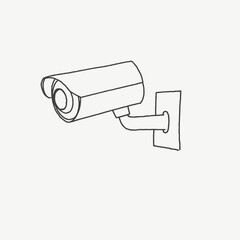 Hand drawn security camera wall mount illustration