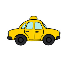 Simple cartoon yellow taxi cab illustration