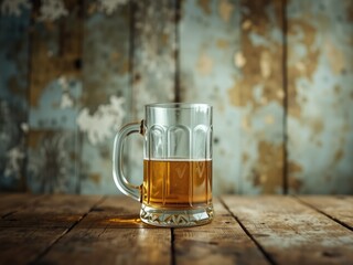 Aged Beer Mug Against a Retro Background