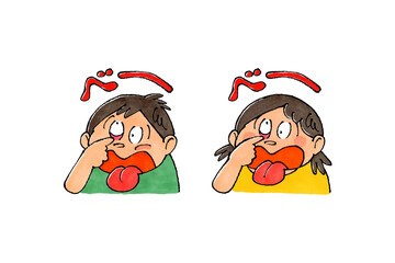 あっかんべーをする子供